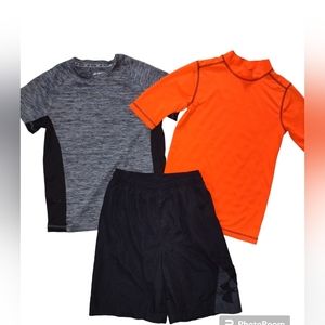 Under Armour Swim Shorts Boys Youth Medium With Orange and Gray Swim Shirts